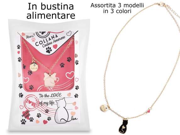 Sorpresa girocollo metallo animali, card e busta alimentare