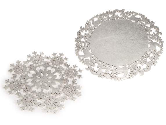 Sottopiatto in panno metallizzato argento
