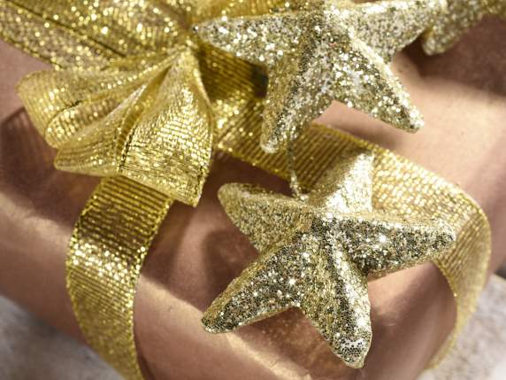 Stella chiudipacco glitterata oro con gambo modellabile