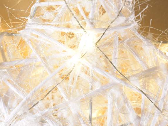 Set 2 stelle metallo effetto neve con luci LED bianco caldo
