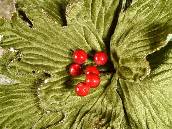 Stella di Natale velluto bordo glitterato oro e bacche rosse