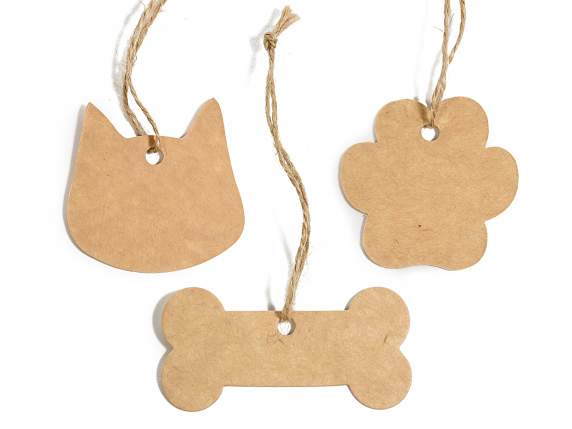 Confezione 30 tags Pets in cartoncino color naturale
