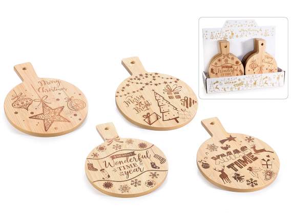 Tagliere in legno decorato con bordo dorato