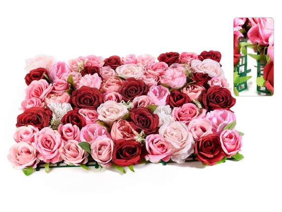 Tappeto componibile con rose - peonie artificiali in stoffa