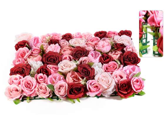 Tappeto componibile con rose-peonie artificiali in stoffa