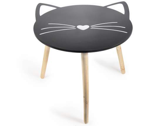 Tavolino in legno a forma di gatto con gambe smontabili