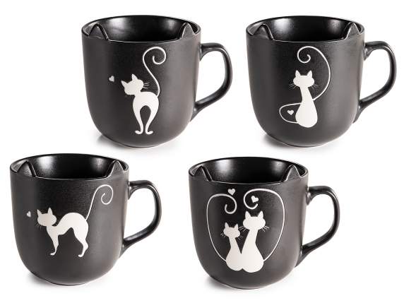 Tazza mug porcellana effetto opaco c-decoro gatto e orecchie