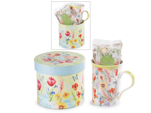 Infuso per tisana 40g in tazza porcellana da 300ml fiori