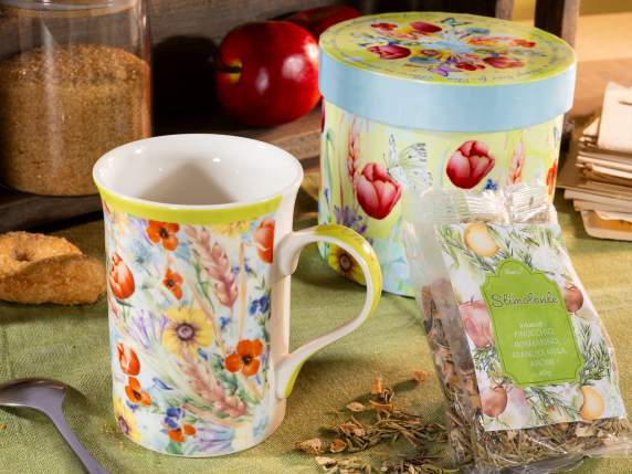 Infuso per tisana 40g in tazza porcellana da 300ml fiori