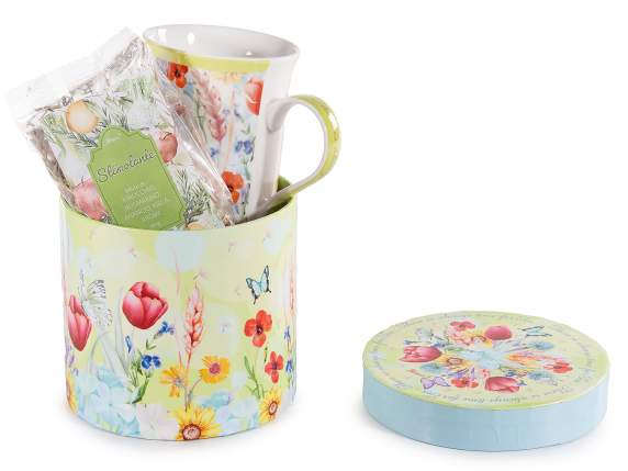 Infuso per tisana 40g in tazza porcellana da 300ml fiori