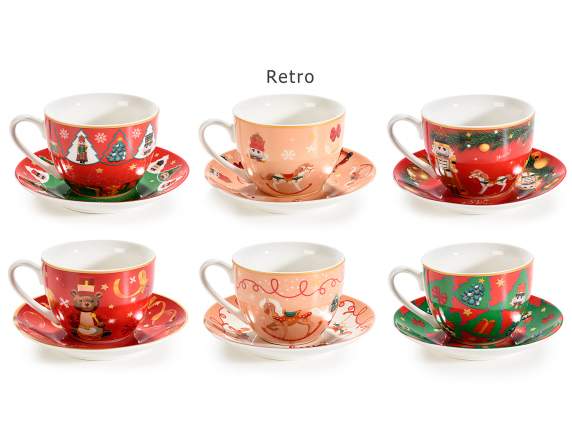 Tazza da tè in porcellana 230 ml decorata con piattino