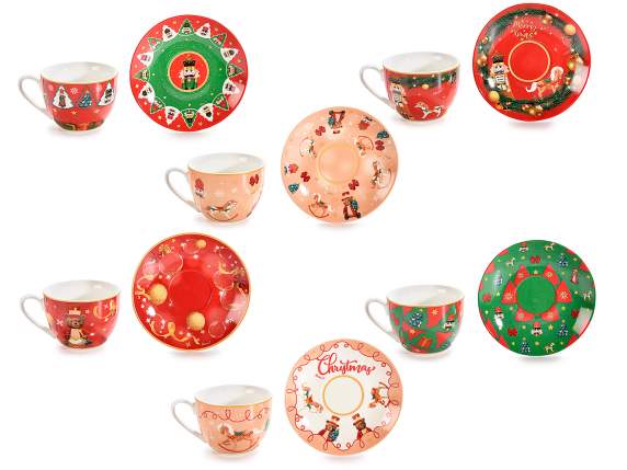 Tazza da tè in porcellana 230 ml decorata con piattino