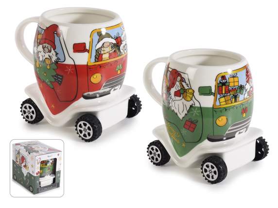 Tazza natalizia in porcellana 330ml con ruote
