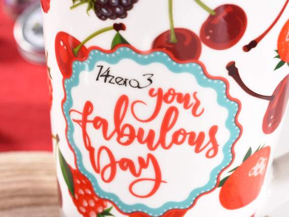Tazza mug in porcellana con stampa Red Fruits
