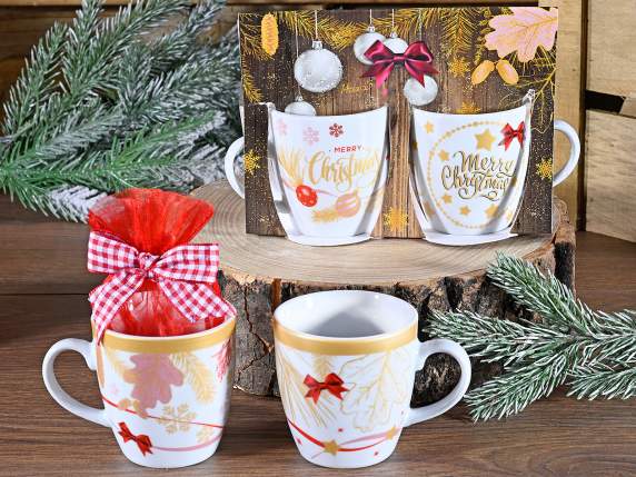 Confezione 2 tazzine da caffè in porcellana decorata 80ml