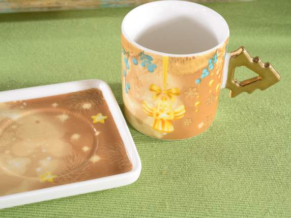 Confezione 2 tazzine 70ml in porcellana con 2 piattini