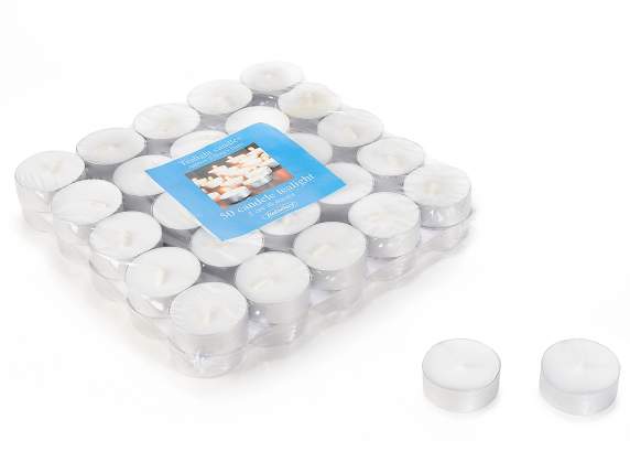 Confezione 50 candele tealight bianche