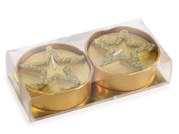 Confezione 2 tealight decorate color oro e argento