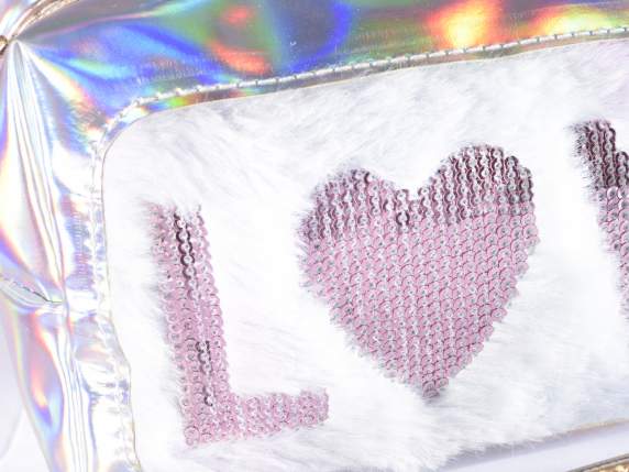 Astuccio beauty effetto opalescente morbido pelo, paillettes