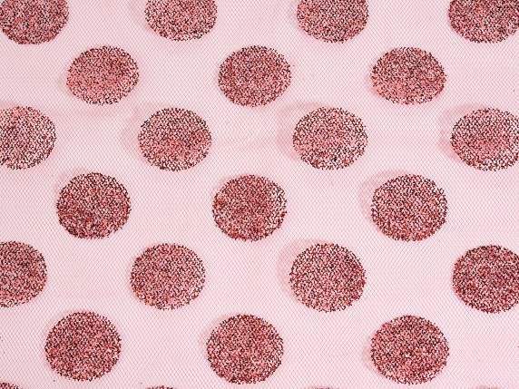 Rotolo di tulle decorativo con pois glitterati