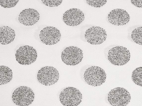 Rotolo di tulle decorativo 47 cm con pois glitterati