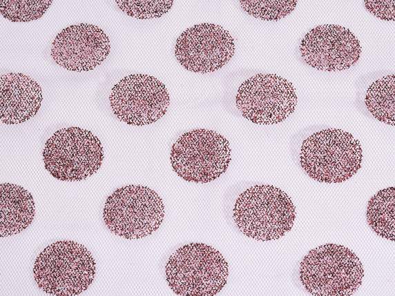 Rotolo di tulle colorato 47 cm con pois glitterati