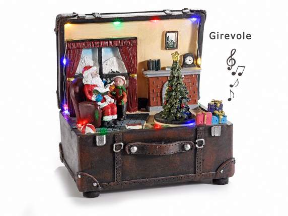 Baule di Babbo Natale c-movimento,luci multicolor e musica