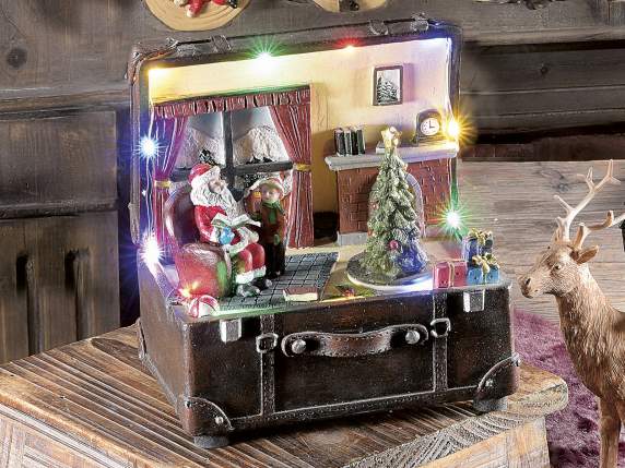 Baule di Babbo Natale c-movimento,luci multicolor e musica