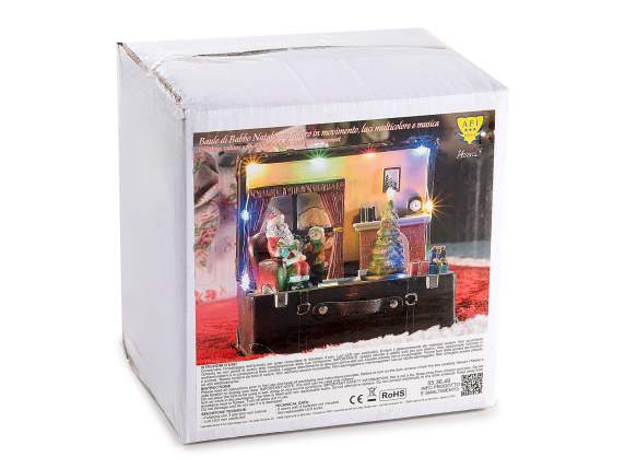 Baule di Babbo Natale con movimento, luci multicolor, musica