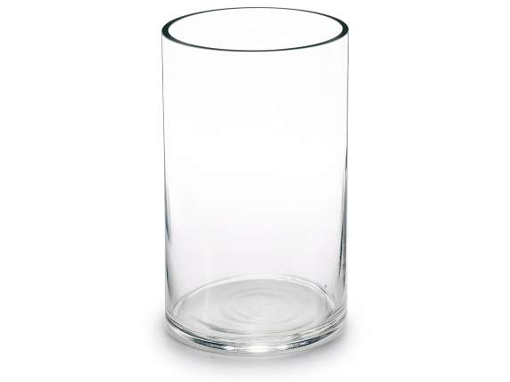 Vaso cilindrico vetro trasparente con bordo al taglio vivo