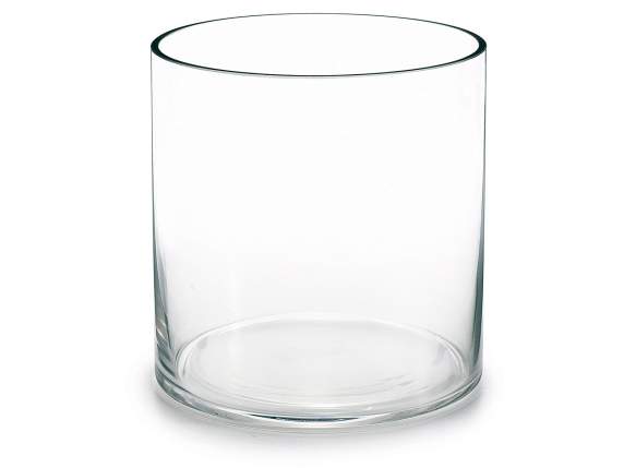 Vaso cilindrico vetro trasparente con bordo al taglio vivo
