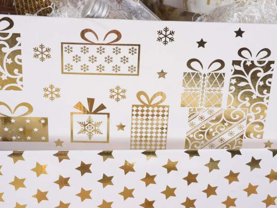 Vassoio grande in carta bianca con manici e decori oro
