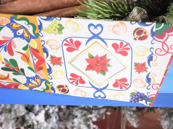 Vassoio in carta con manici e decori Natale Mediterraneo