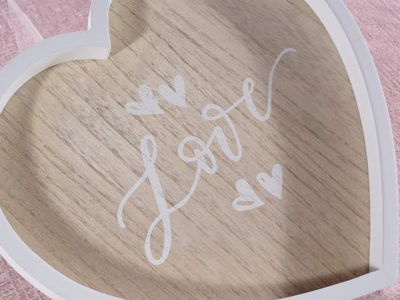 Set 2 vassoi a cuore in legno con cuori e scritte