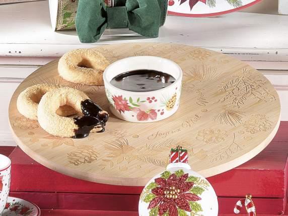 Set aperitivo tagliere legno girevole e coppetta in ceramica