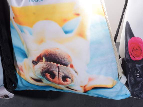 Zaino a sacco con stampa animali e chiusura a tirante