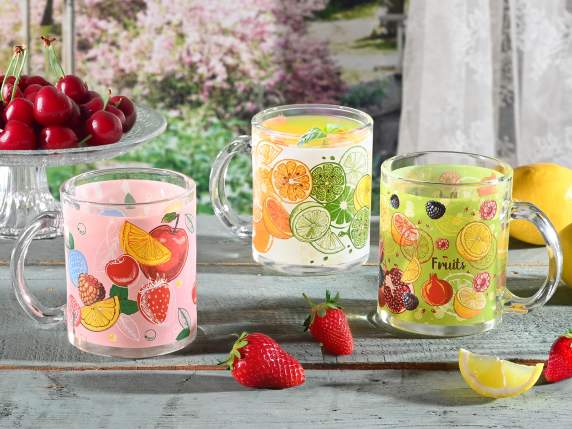 Tazza in vetro con manico design Fruit Juice