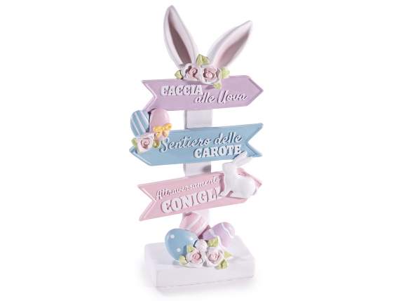 Decoración de Pascua en resina con orejas de conejo y huevos