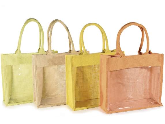 JUTE BAG WITH WINDOW WITH ROPE HANDLES
