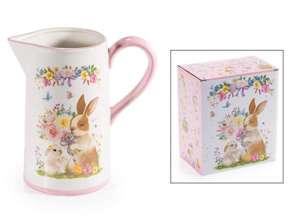Jarra cerámica 1L con decoraciones de conejito