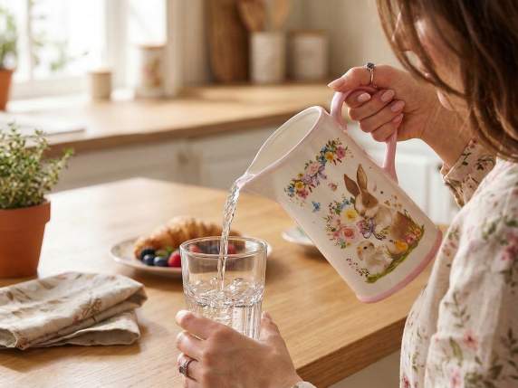 Jarra cerámica 1L con decoraciones de conejito