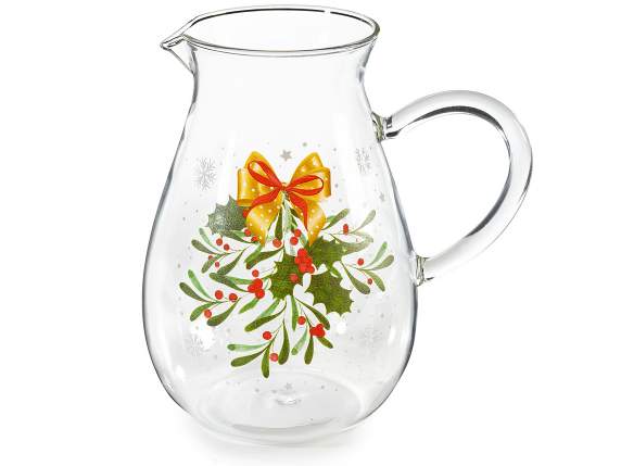 Jarra de cristal de 1,7 L con diseño navideño de 180°