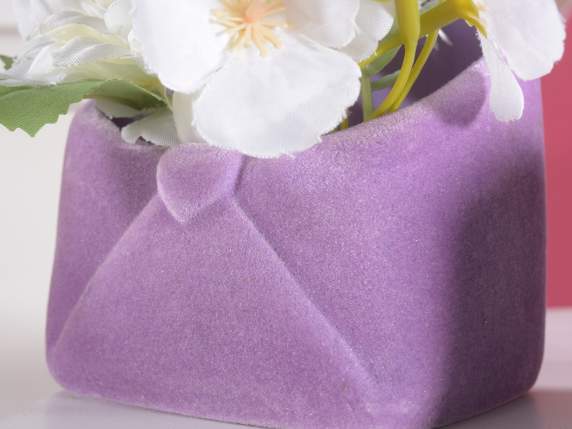 Jarrón de terracota de colores con sobre efecto terciopelo