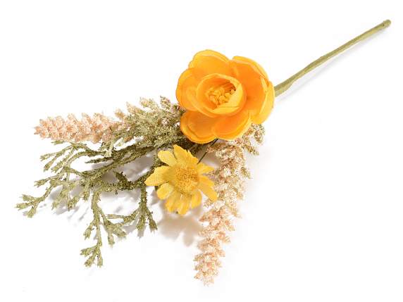 Bouquet de fleurs doranger et dépis artificiels avec paill