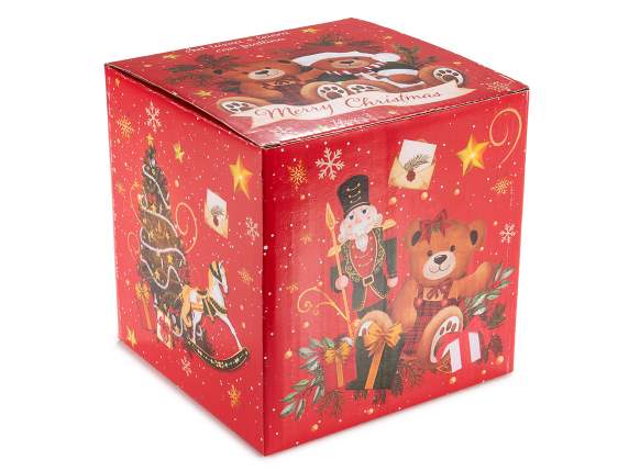 Set tetera de cerámica con platillo, con adornos navideños