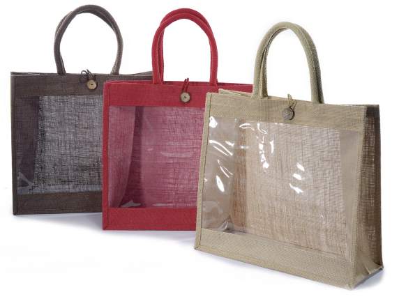 Bags in jute with window and handles