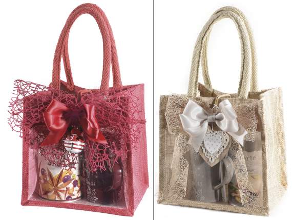 Bags in jute with window and handles