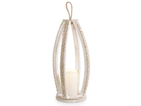 Lampada / Lanterna in legno lavorato con candela a led