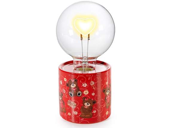 Lámpara LED con forma de corazón sobre base de cerámica