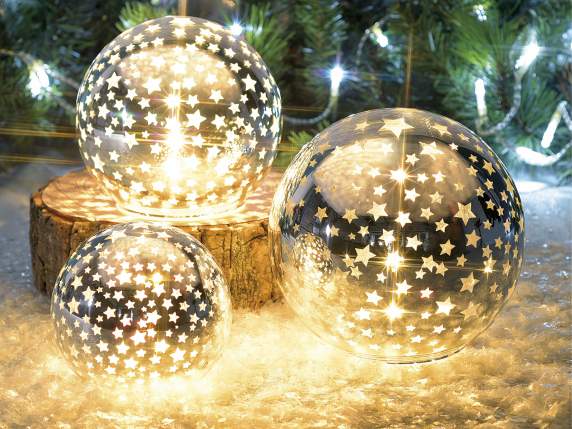 Set 3 lámparas esféricas plateadas, luz LED blanca cálida